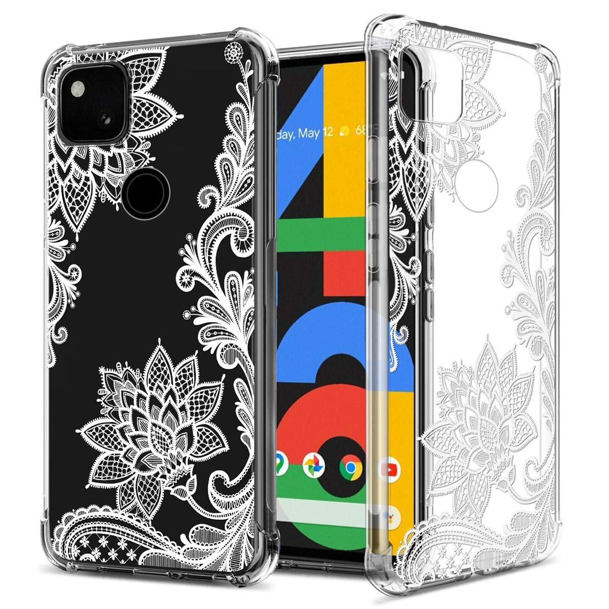 GREATRULY Floral Clear Case for Pixel 4a [NOT Fit Pixel 4a 5G] for Women/Girls,Pretty Phone Case for Google Pixel 4a (2020),Flower Design Slim Soft