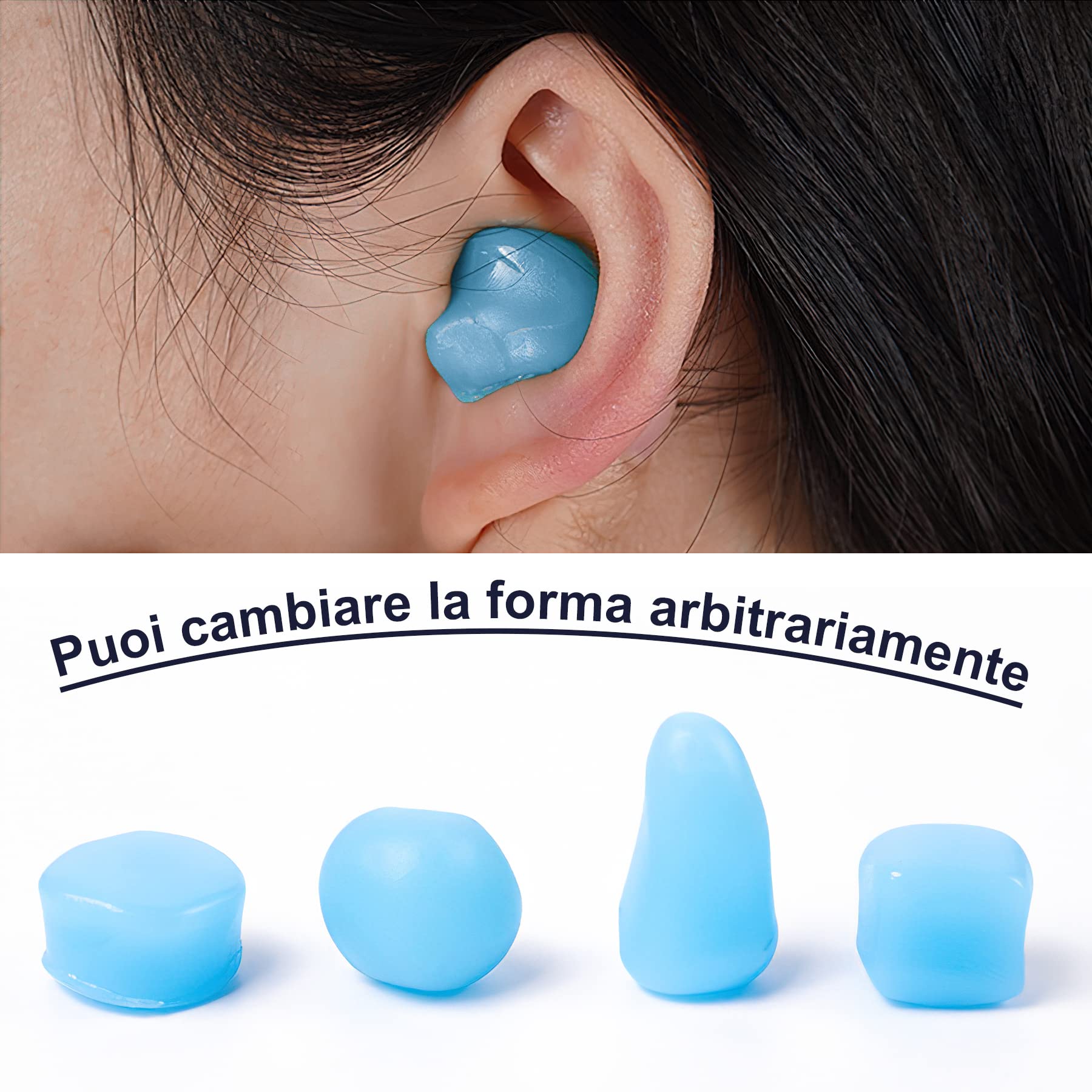 12 Paia Di Tappi Per Orecchie In Silicone Morbido - Riutilizzabili, Impermeabili, 27 DB Di Riduzione Del Rumore, Con Custodia (Blu E Arancione) - 4