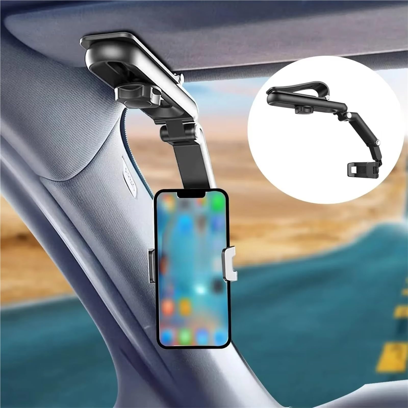 Soporte Universal para Teléfono con Visera para Coche Multifuncional Giratorio 360° con Accesorios H Soporte Móvil Coche(Green)