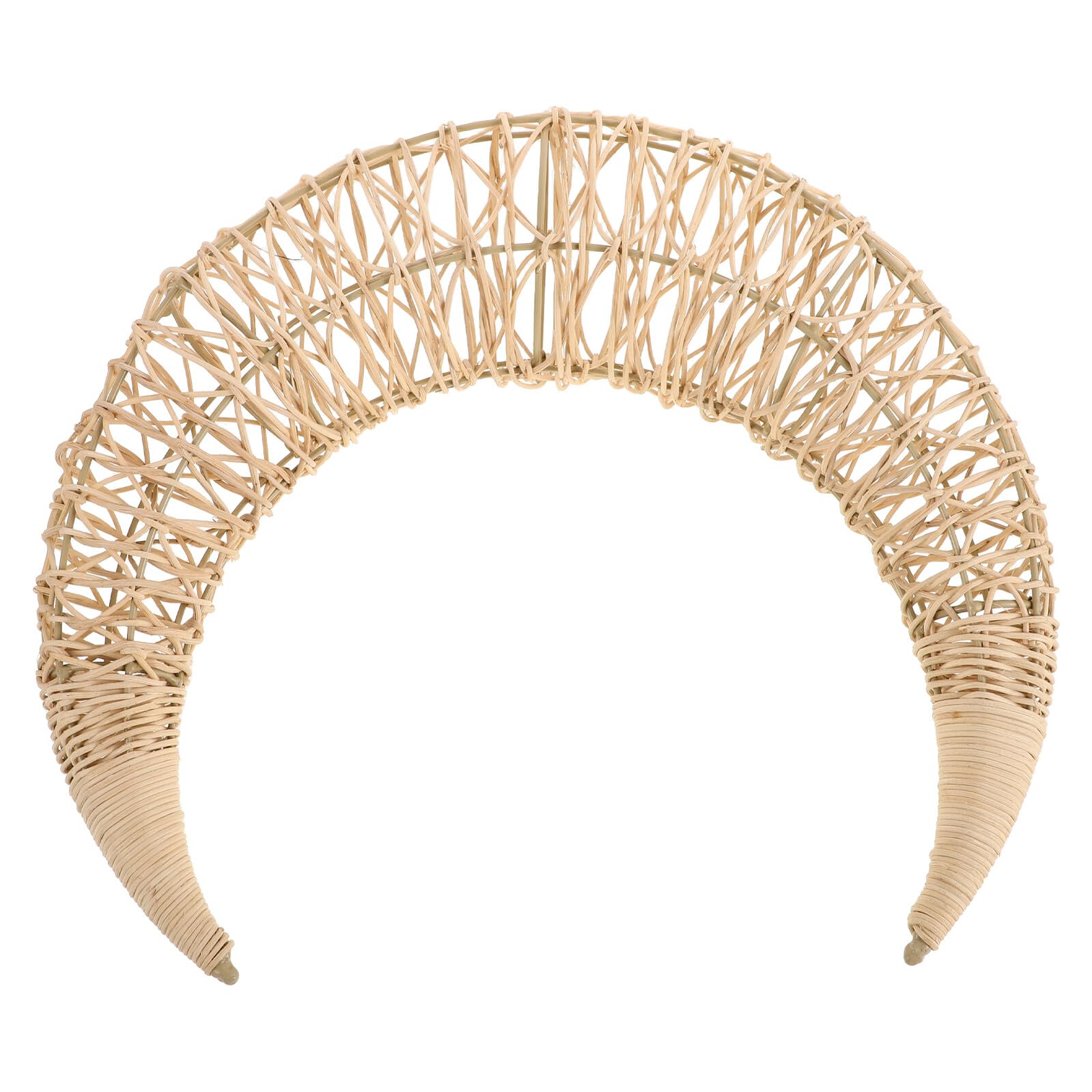Décoration murale lune en rotin naturel suspension artisanale