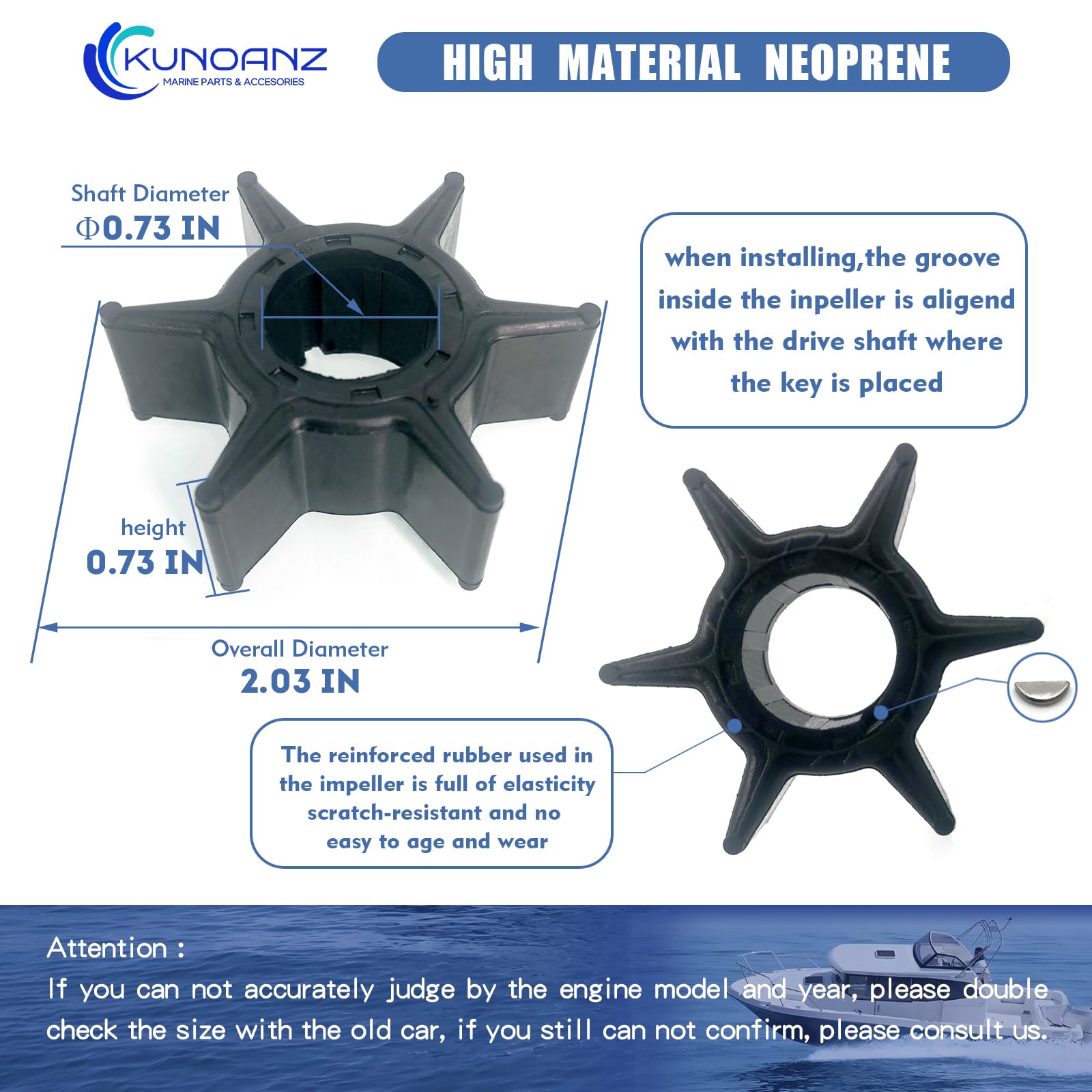 Yamaha 25HP 30HP Water Pump Impeller Kit - Replacement 6J8-W0078-A2 With Complete Rebuild Parts