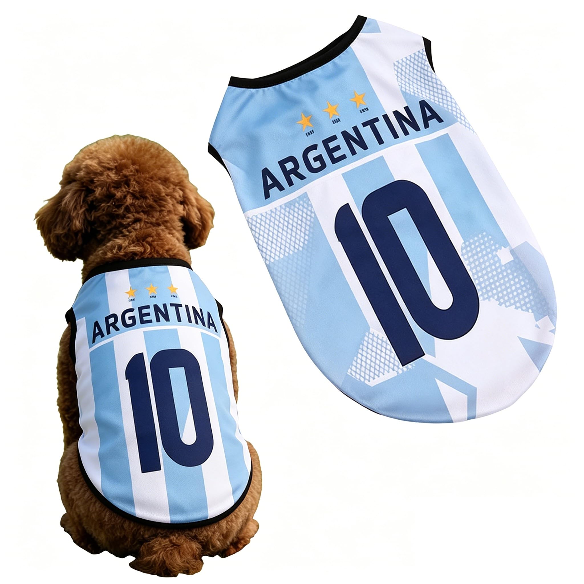 Dog England Shirt, World Cup Football Shirt for Pets, Polyester Mesh, Sleeveless, Sizes S-5XL, Multiple Countries