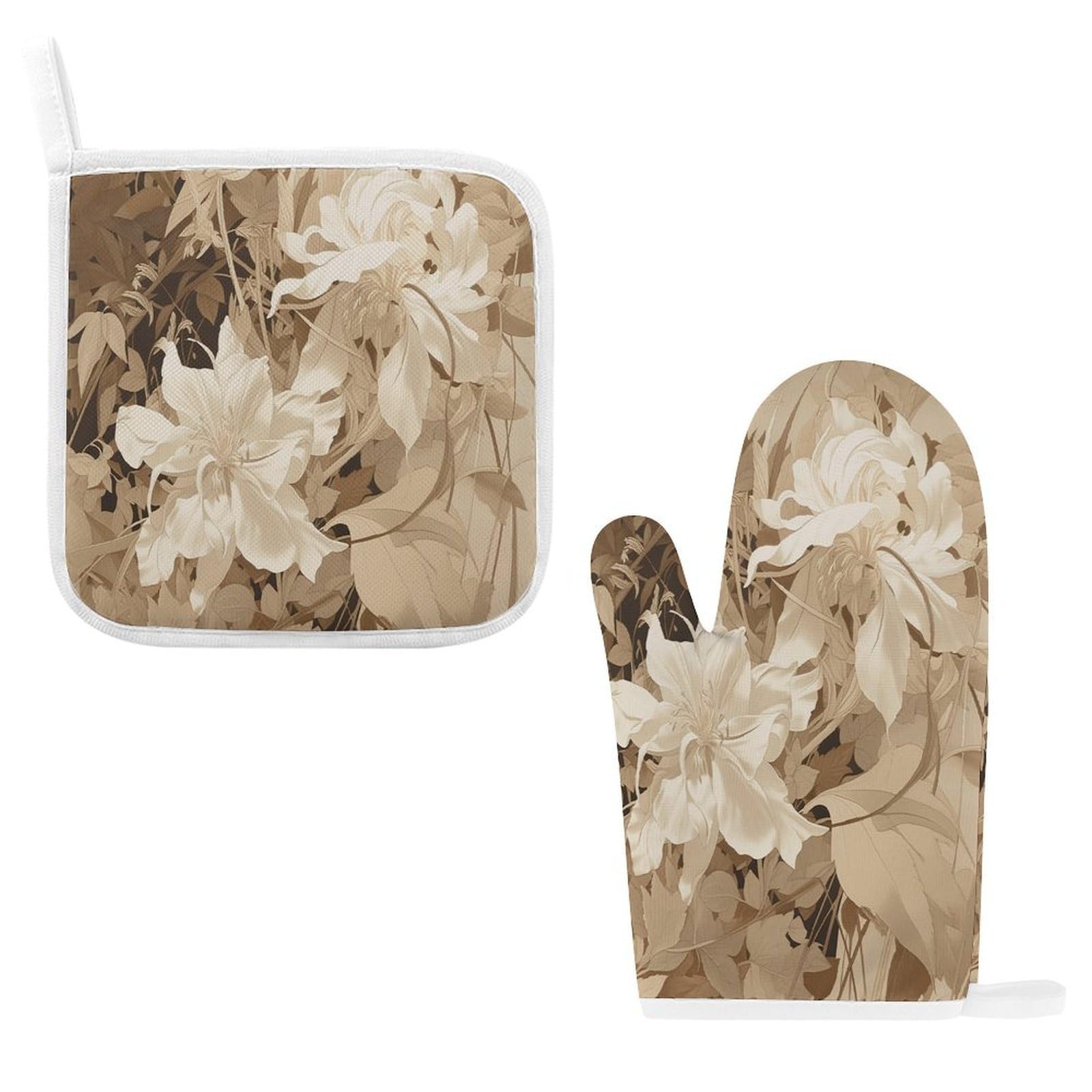 Fodpand Style Flower Palm Leaves Oven Mitts And Pot Holders Sets