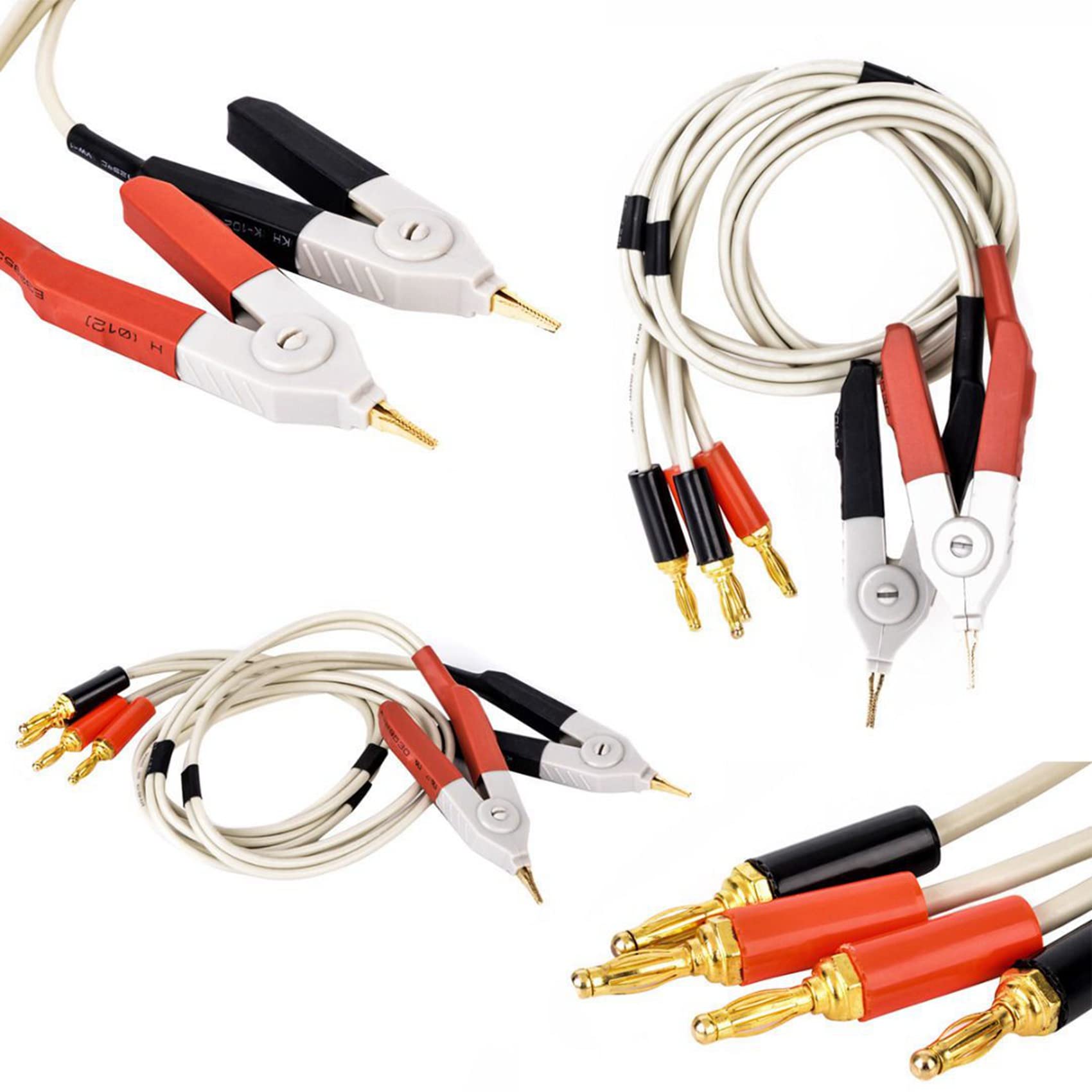 5 par izolowanych klipsów wtykowych bananowych kabel niski opór zacisk sondy przewody miernik testowy zacisk Kelvin nowy
