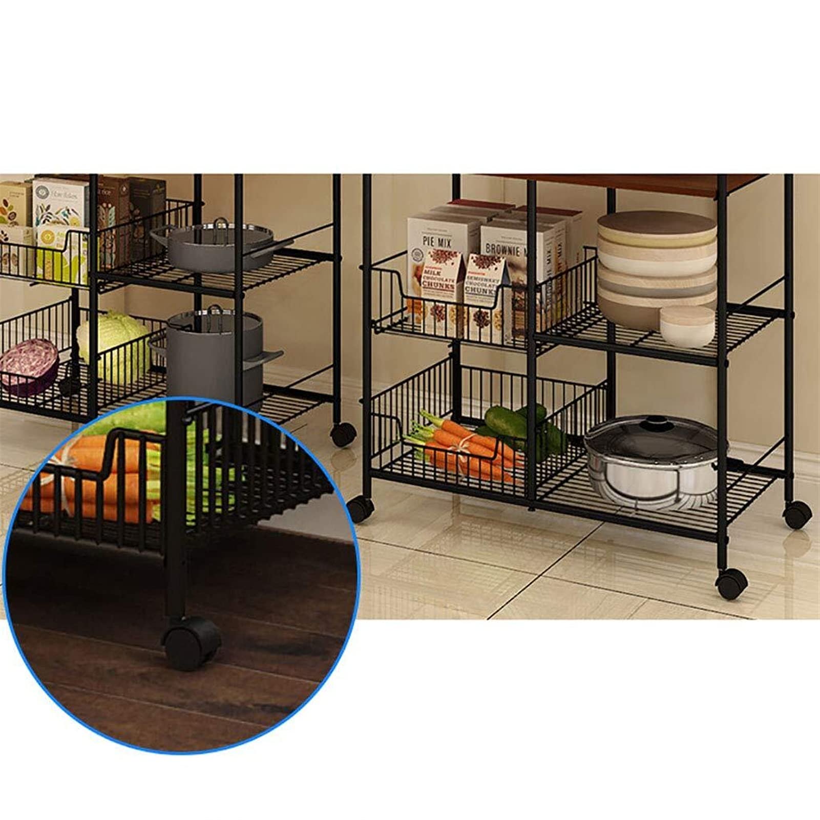 Carrello di Servizio da Cucina per Uso Domestico a 4 Strati per Microonde/Scolapiatti/Scolapiatti/Carrello portaoggetti (Nero, 103,5 * 36 * 71 cm)