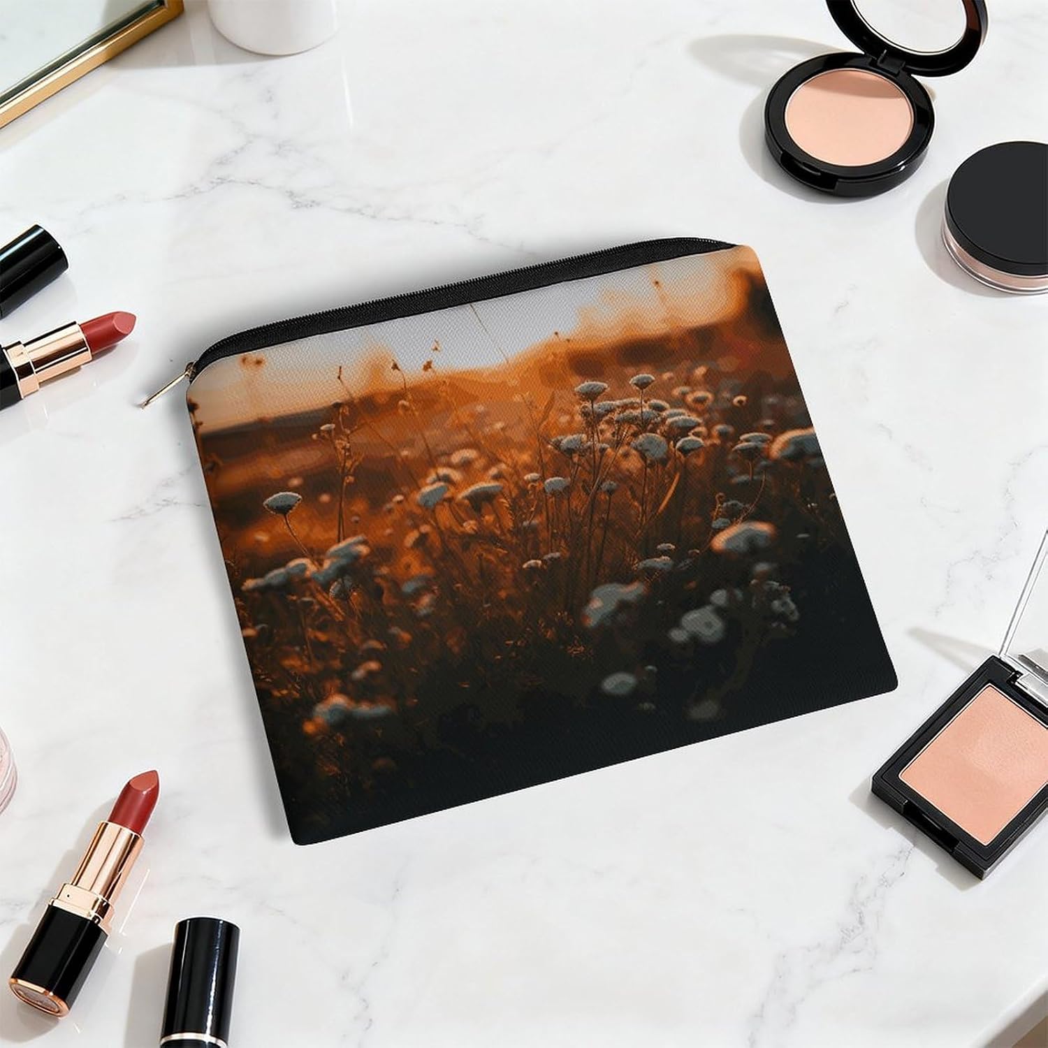 Flowers in The Sunset Makeup Bag Toiletry Bag Cosmetic Bag image 5