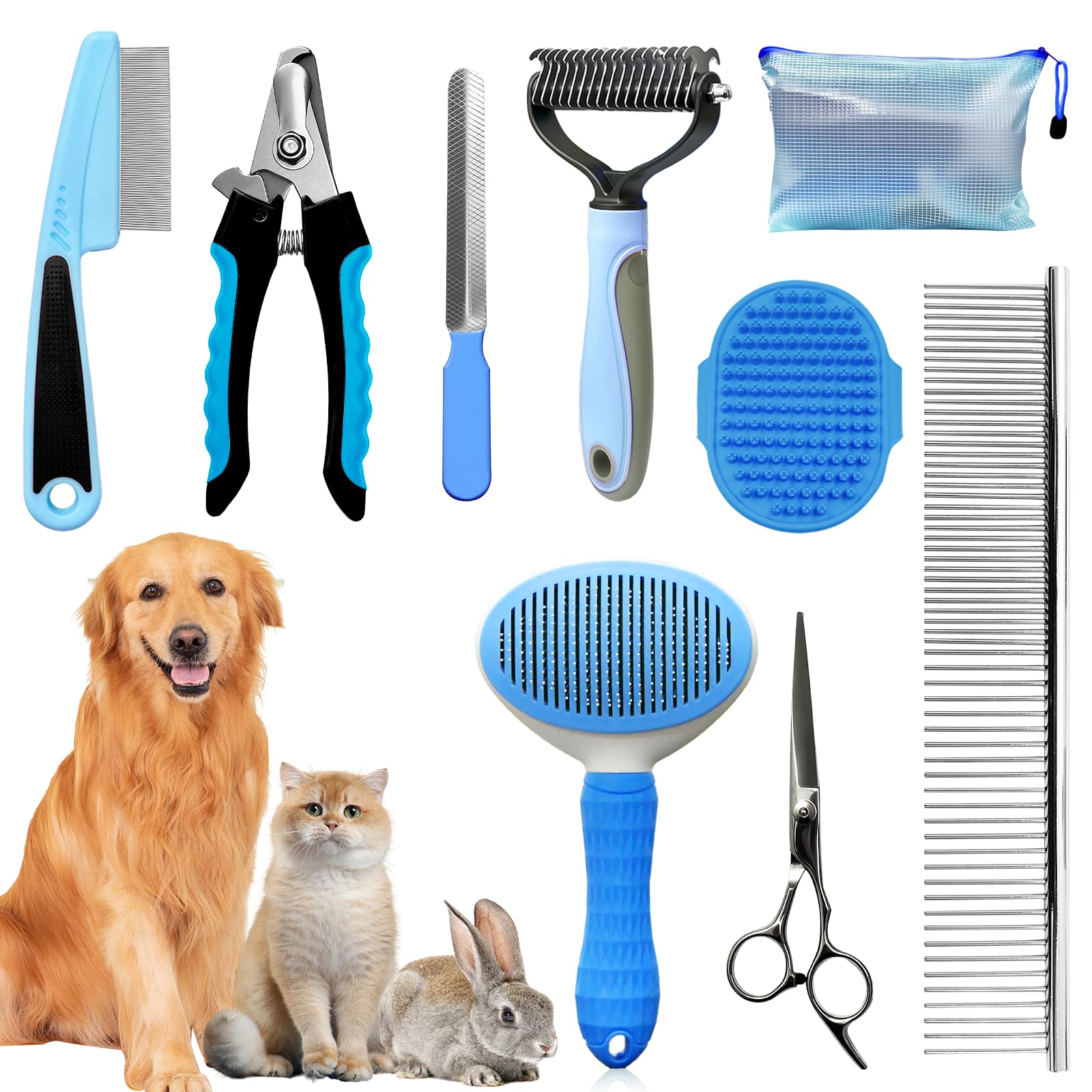 Dog Grooming Kit - 9 Piece Brush & Nail Care -1