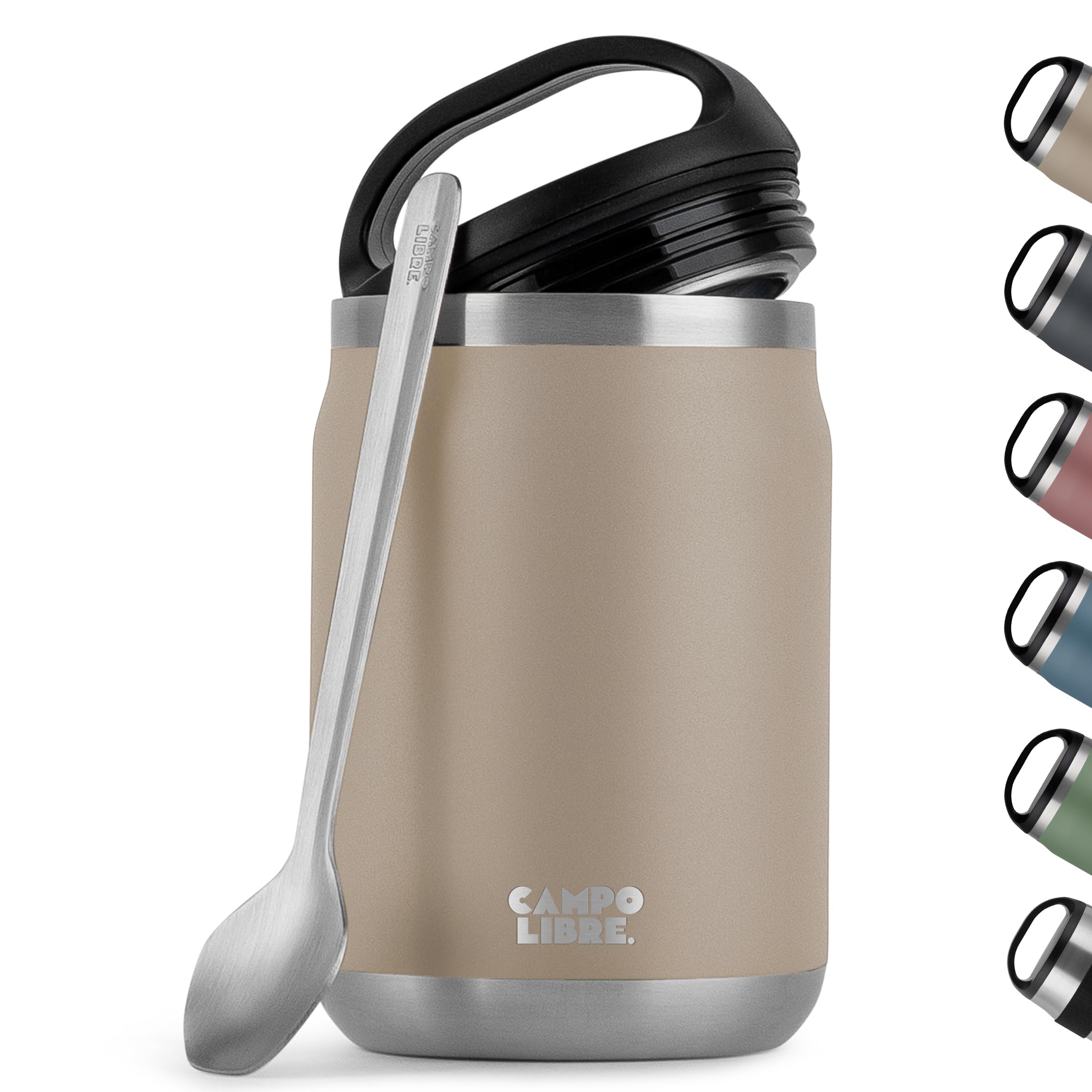 Campo Libre. Sandstone Beige Campo Libre.® Food Flask 800Ml – Insulated Lunch Box With Spoon, Bpa-Free Hot & Cold Food Container For Soup, Porridge, Baby Food, Camping Or School – Leakproof & Ideal For On-The-Go