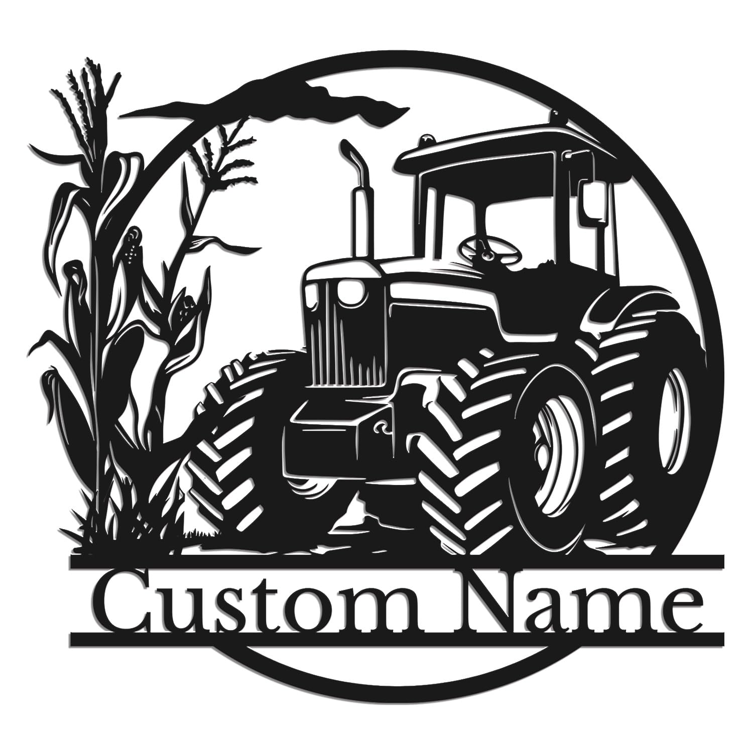 Houdoum Style-1 Personalized Custom Tractor Metal Wall Art, Personalized Tractor Farm Name Decor, Tractor Metal Home Decor, Personalized Tractor Name Sign Home Decor (Style-1)