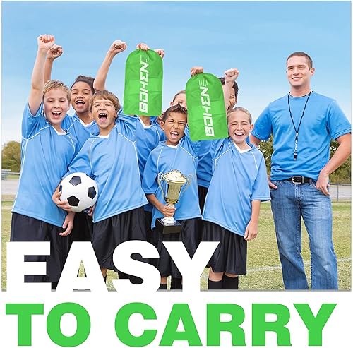 Miniatura 8 de BOHEN Juego de 2 porterías de fútbol portátiles de 6 x 4 pies9 x 5 pies, con bolsa de transporte, fácil de plegar y ligero, diversión para juegos de