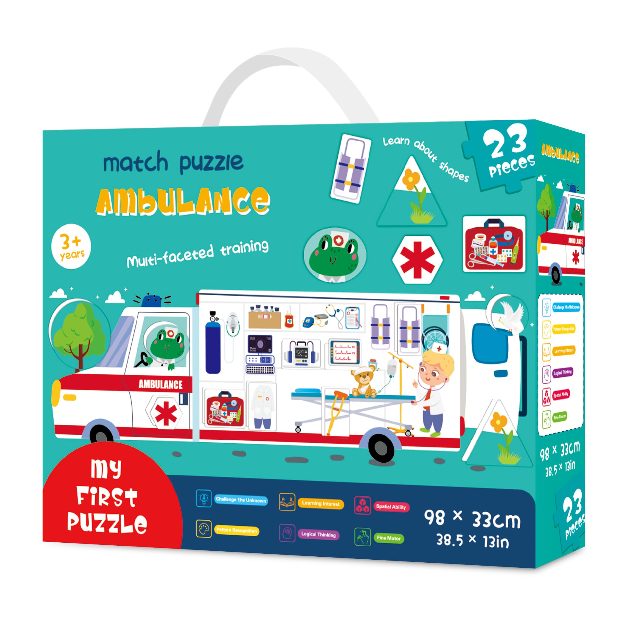 Riesiges Bodenpuzzle Krankenwagen 23 Teile großes Lernspielzeug für Kinder im Alter von 3-5 Jahren und 4-6 Jahren für Vorschule Lernen