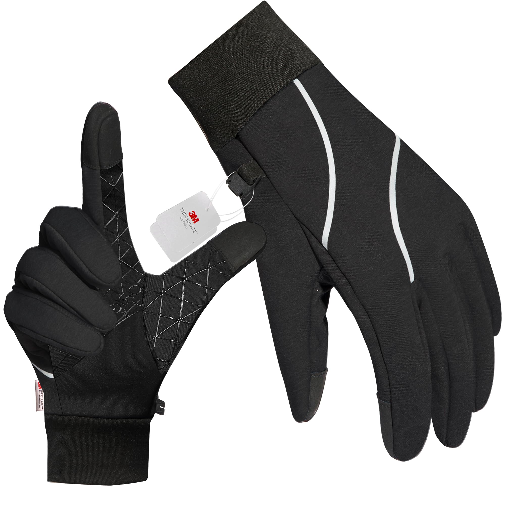 Origem Handschuhe Kinder, Winter Fahrradhandschuhe, Thermo Touchscreean | Warme Fleece-Handschuhe, wasserabweisend und rutschfest, für Jungen und Mädchen 4-14 Jahre, Radfahren, Laufen Schwarz Größe S