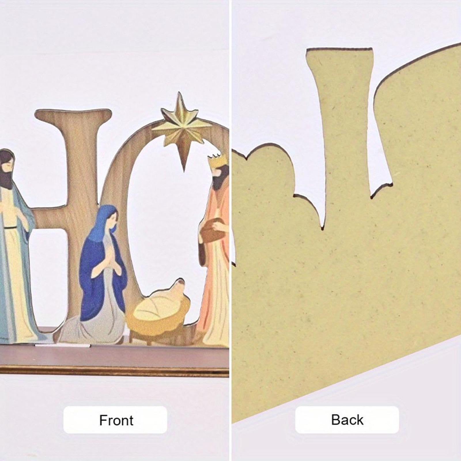 Fancyes Nativity Scene Ornament Religious Nativity Scene Decor Wood Crafts Nativity Set Figurine Christian Ornament for Office Tables