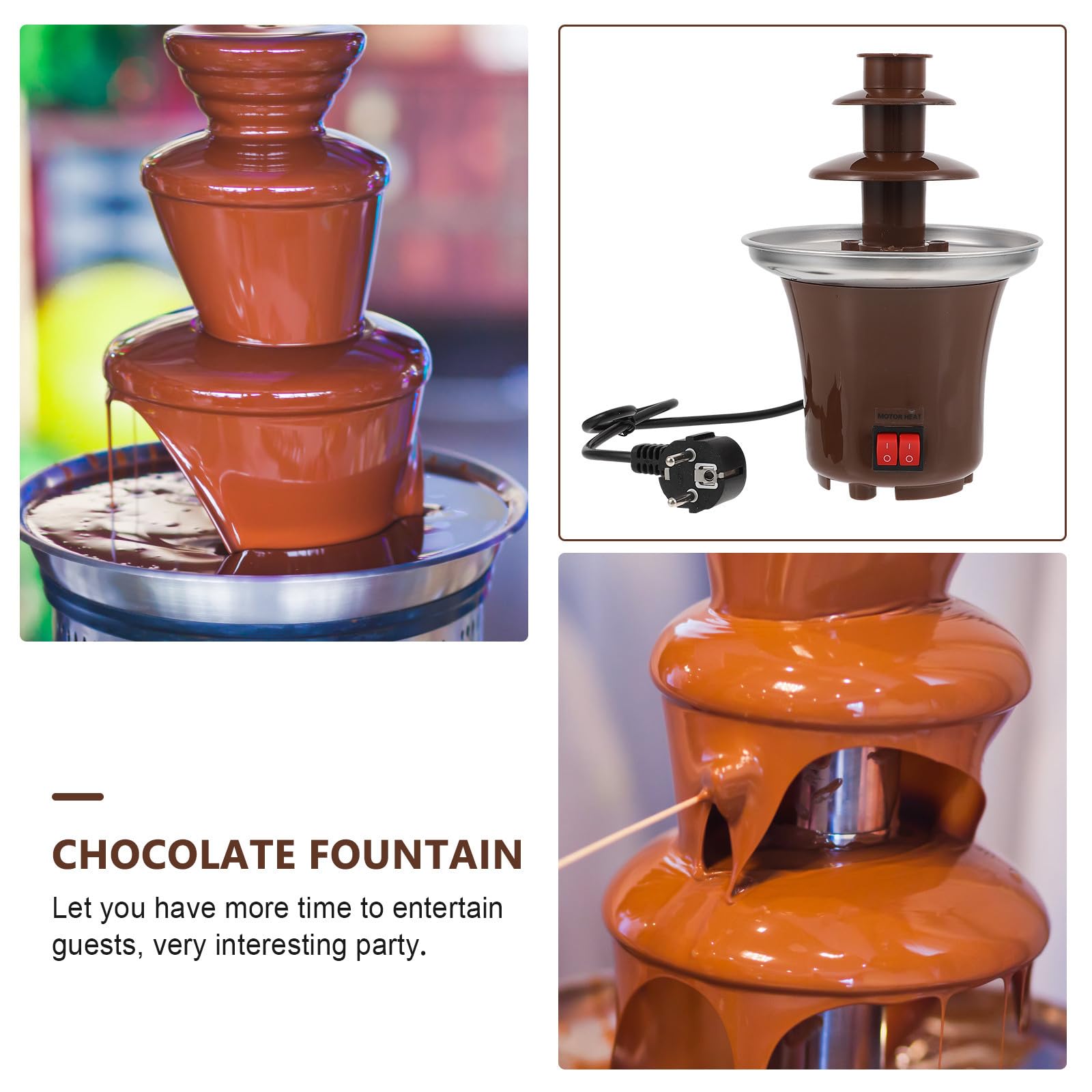 Fontaine de Chocolat à Trois Couches Marron, Machine Fondue