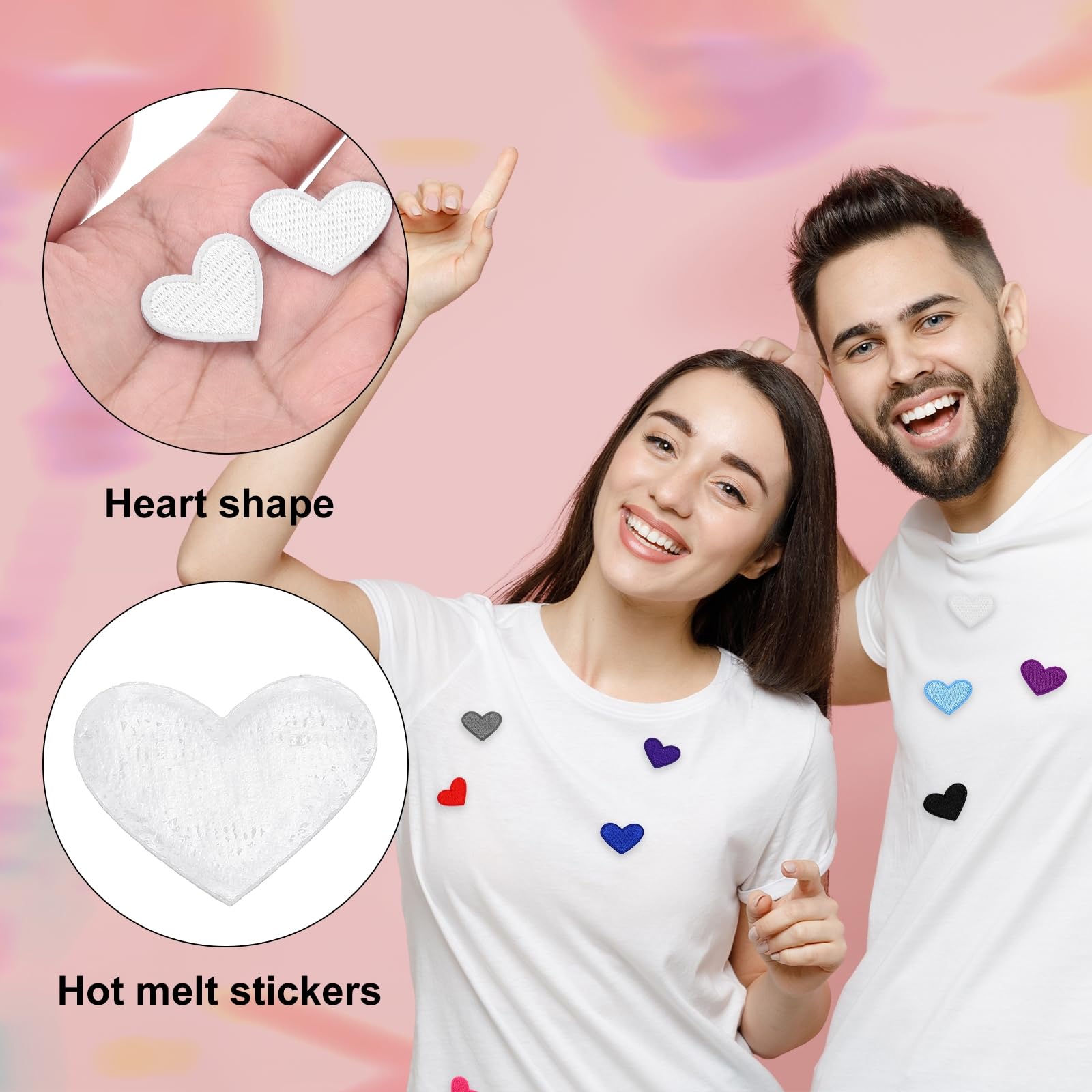 MECCANIXITY 15 parches bordados blancos con forma de corazón para coser para manualidades, ropa, reparación de bolsas, sombreros, decoración, 0.98 pulgadas