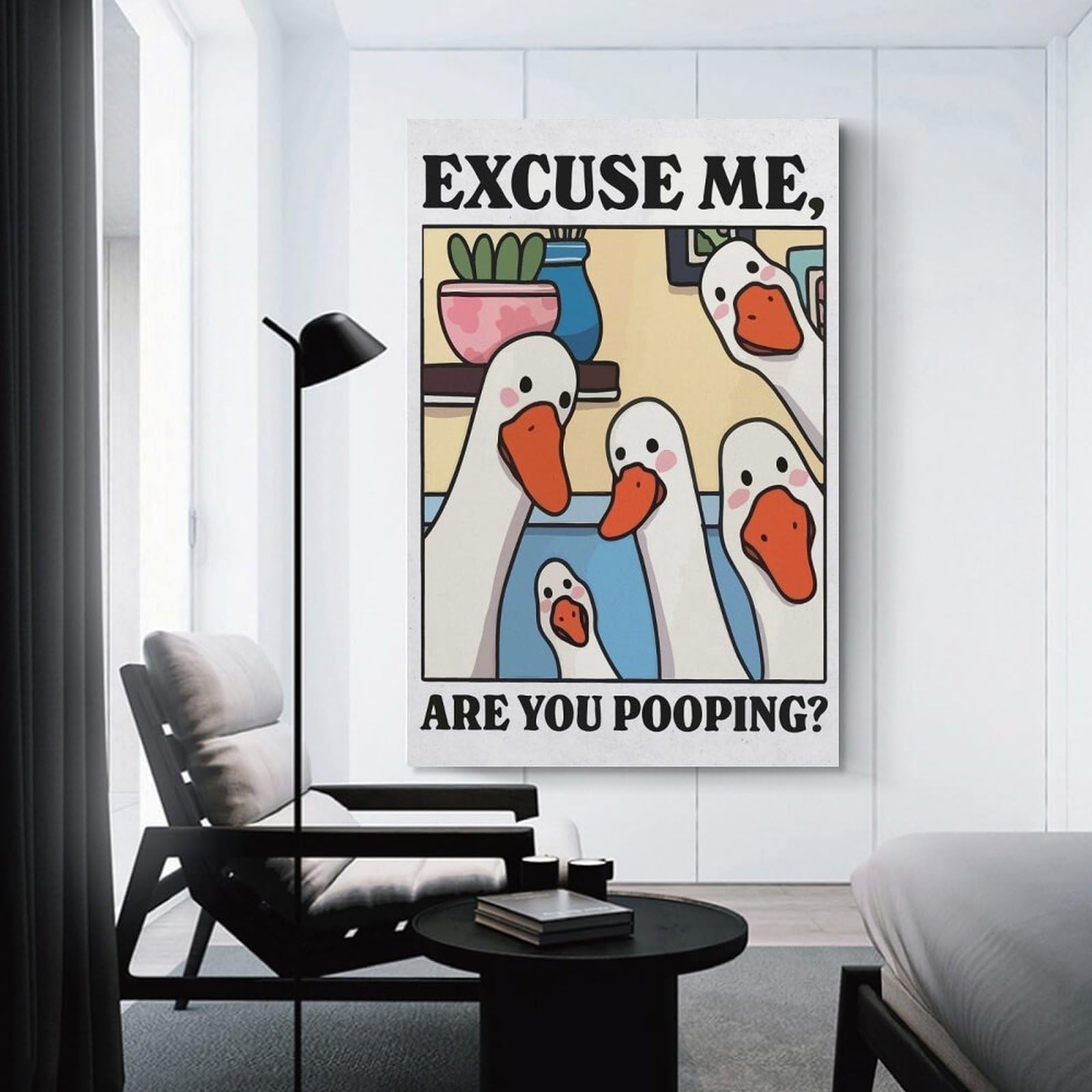 Junmoney Wall Art Print Excuse Me, Are You Pooping, 24x36inch(60x90cm), for Picture Wall Styling in Lounge Or Bedroom, Wall Decor Suited to Curated Displays