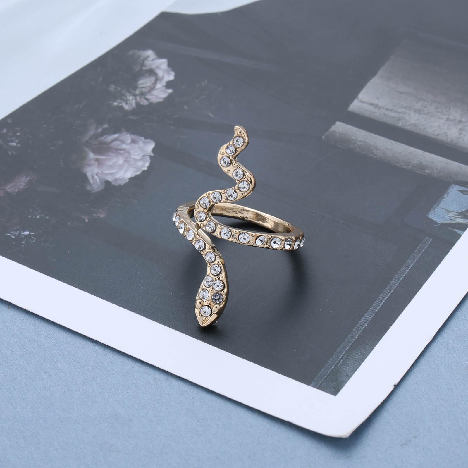 Wrap Serpiente Anillo De Oro De Cristal Serpiente Wrap Anillo Gótico Serpiente Abierta Anillos Ajustables Personalidad Cz Serpiente Conjunta Declaración Dedo Anillos Góticos Joyería Animal