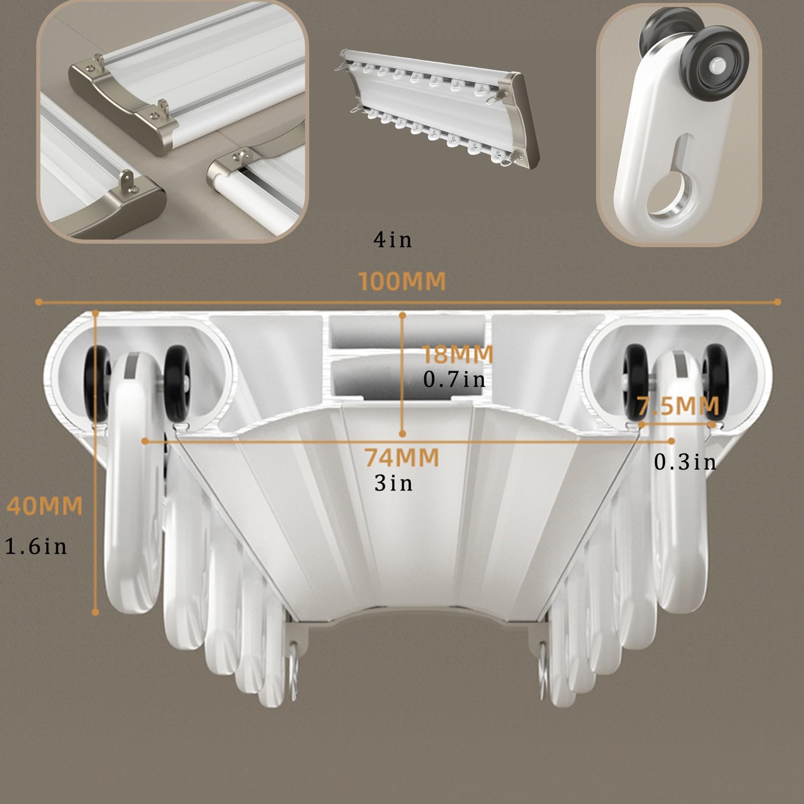 Bastone per tenda a doppio binario in alluminio resistente, 625 cm, perfetto per camera da letto, soggiorno e hotel, montaggio a soffitto, elegante soluzione per il trattamento delle finestre