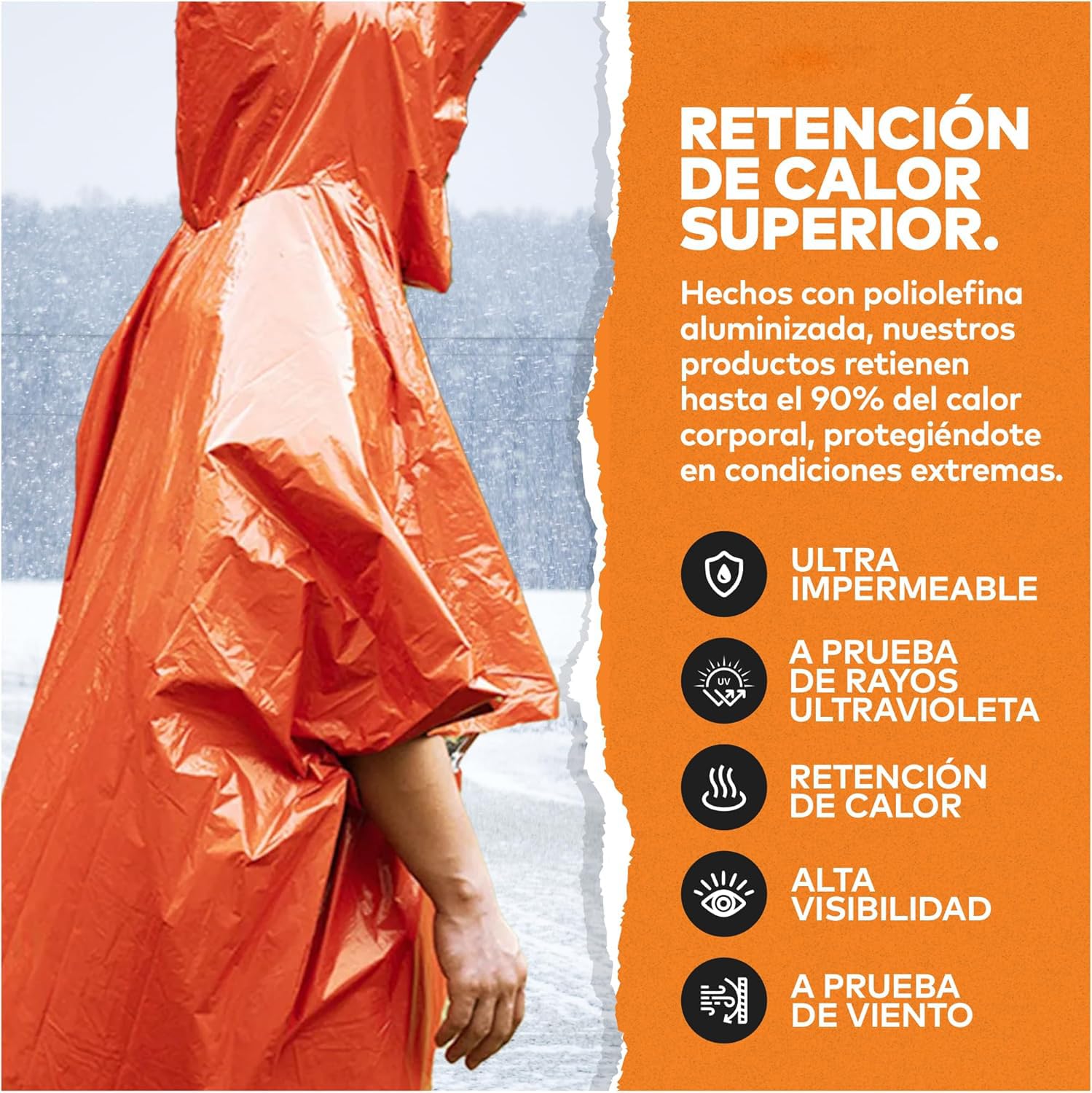 Kits de survie isolés pour l'extérieur - Couvertures d'urgence (lot de 5), 1 sac de couchage d'urgence, 1 tente d'urgence, 1 poncho d'urgence en Mylar
