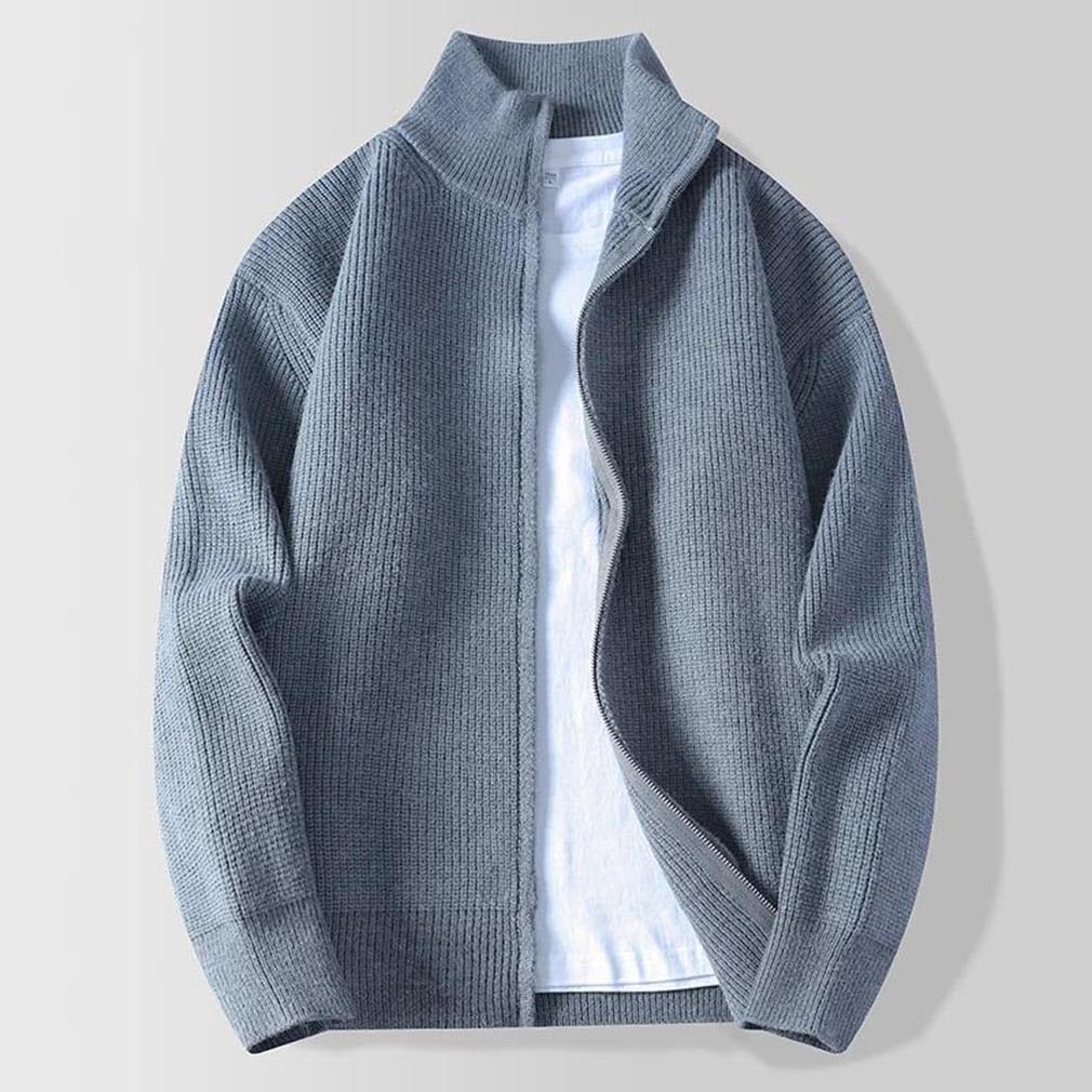 Men's Sweater Spring Winter Cardigan Sweater Fashion Stand Collar Zipper Knitwear
