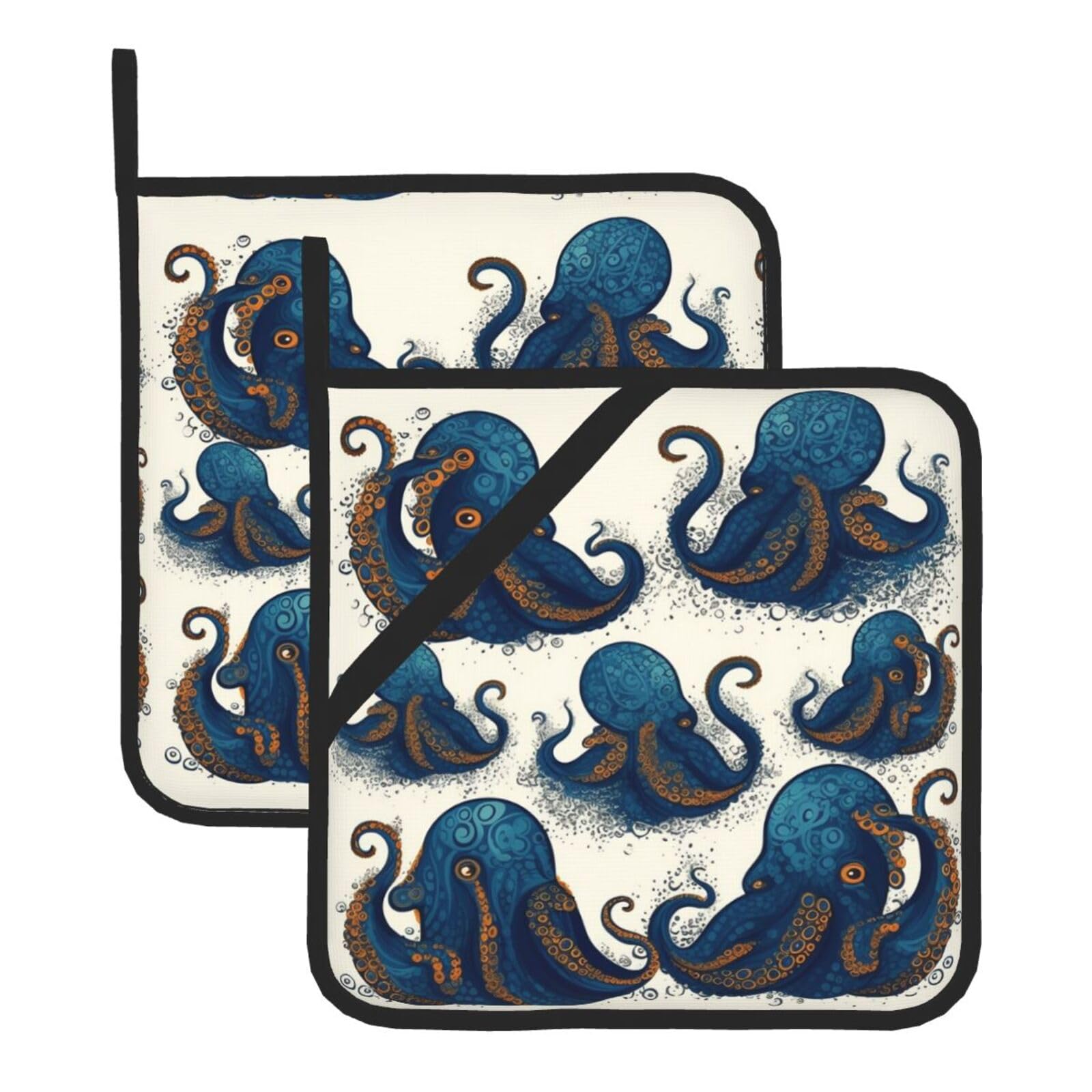 2Pcs Pot Holders for Kitchen Heat Resistant Potholder Tentacles Octopus Hot Pads for Countertops Oven Pot Holders for Cooking Baking Kitchen Hot Mat Trivet 8 inch Hot Pad