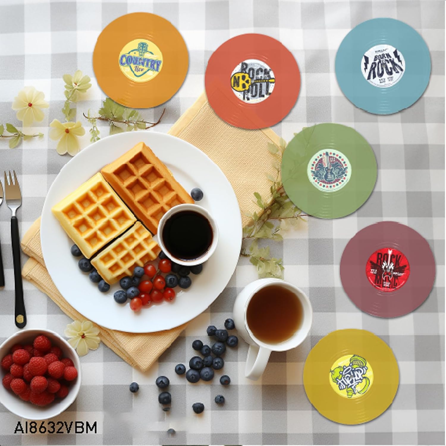 Funny Retro Vinyl Record Coasters, Creative Drink Coasters Set of 6 with Vinyl Record Player Holder for Music Lovers, Housewarming Hostess Gifts, Birthday and White Elephant Gifts Ideas - Image 7