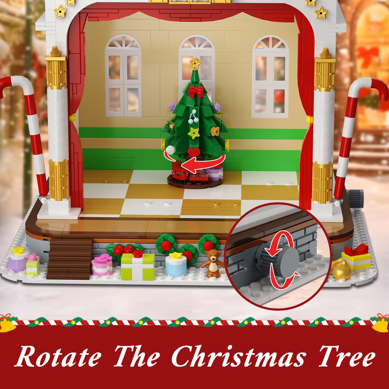HOGOKIDS Adventskalender 2025 Theater Bauspielzeug mit Licht, 24-Tage Weihnachts-Countdown 3.6 Mini Spielzeug mit 12 Minifiguren & Weihnachtsbaum Zug, Geschenk für Erwachsene Mädchen Jungen ab 10+