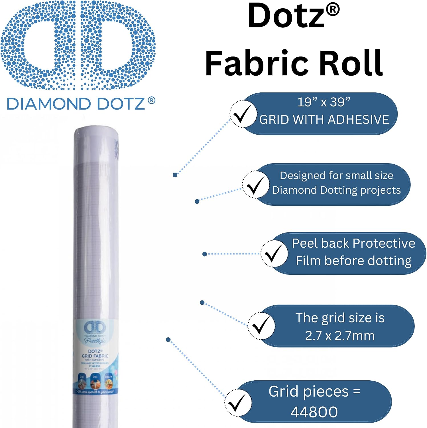 DIAMOND DOTZ Fabric Roll Grid with Adhesive 12x39 – Diamond Painting Canvas, Art Paper, Craft Supplies for Diamond Art Projects and DIY Crafts