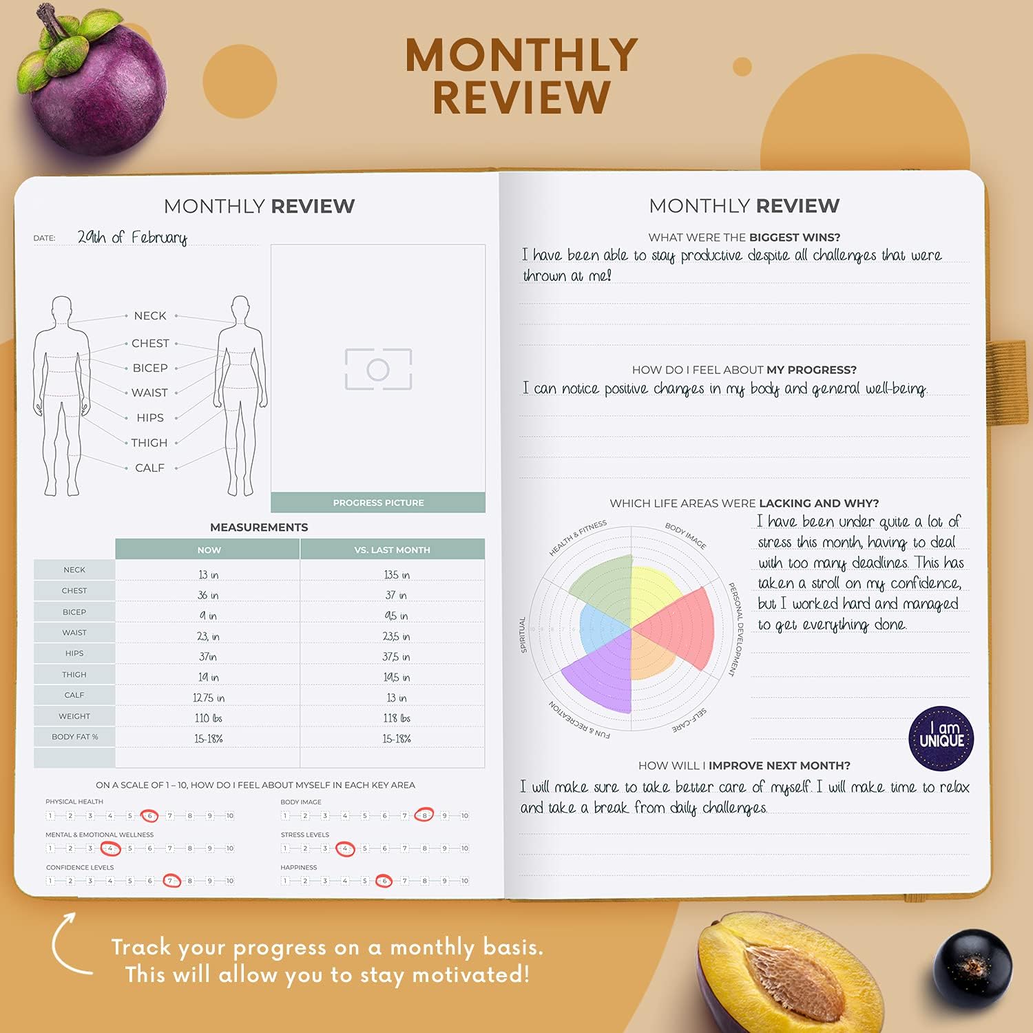 Clever Fox Wellness Planner - Weekly & Daily Health and Wellness Log, Food Journal & Meal Planner Diary for Calorie Counting, Notebook for Medical Condition Tracking, A5-Sized - Amber Yellow : Office Products