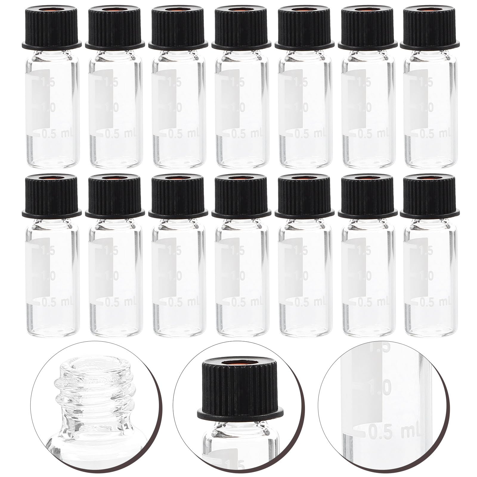SOLUSTRE Vial de Muestra Rosca 8-425 de 2 Ml para Laboratorio, Material Sintético, Buen Sellado y Evita Fugas, Pack de 100 Unidades para Uso en Aceites Esenciales