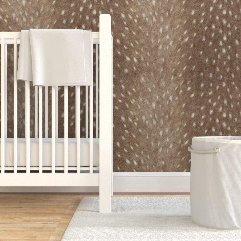 Spoonflower Peel & Stick Wallpaper 9ft x 2ft - Soft Deer Hide Taupe Skin Woodland Custom Removable Wallpaper