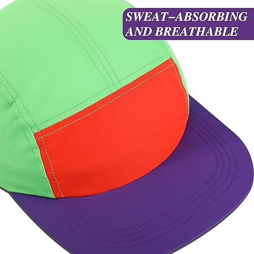 Miniatura 5 de Cindeer 80s 90s Neon Hat Nylon Cap Retro Adjustable Cap for Women Men 80s Costumes Accessories 90s Theme Party