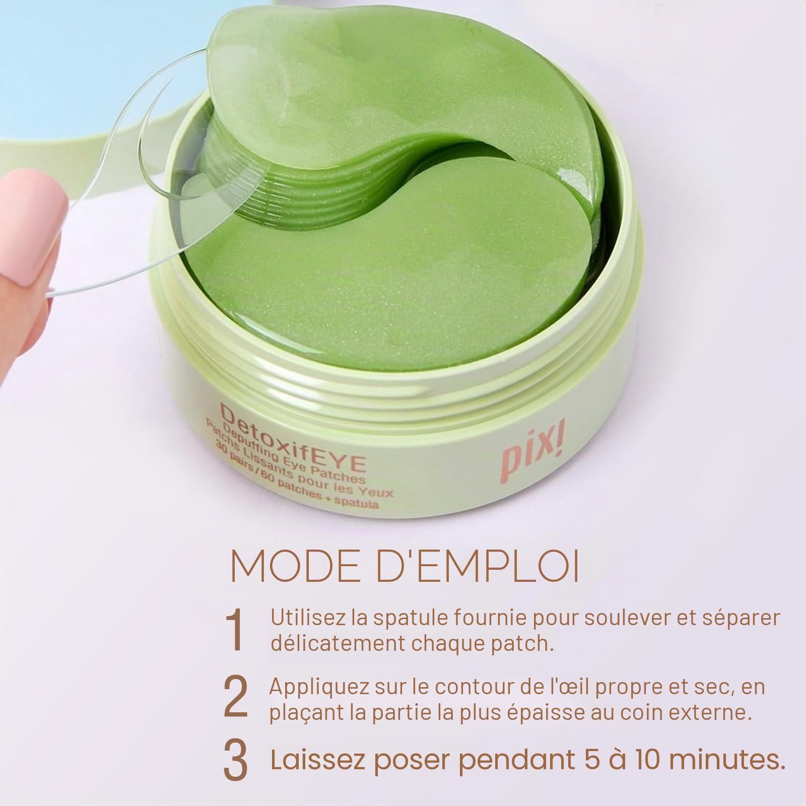 Pixi Beauty DetoxifEYE Eye Patches | Patchs Yeux à l’Acide Hyaluronique, Caféine, Concombre et Or | Patchs Hydrogel Défatigants et Hydratants | 30 Paires / 60 Patchs