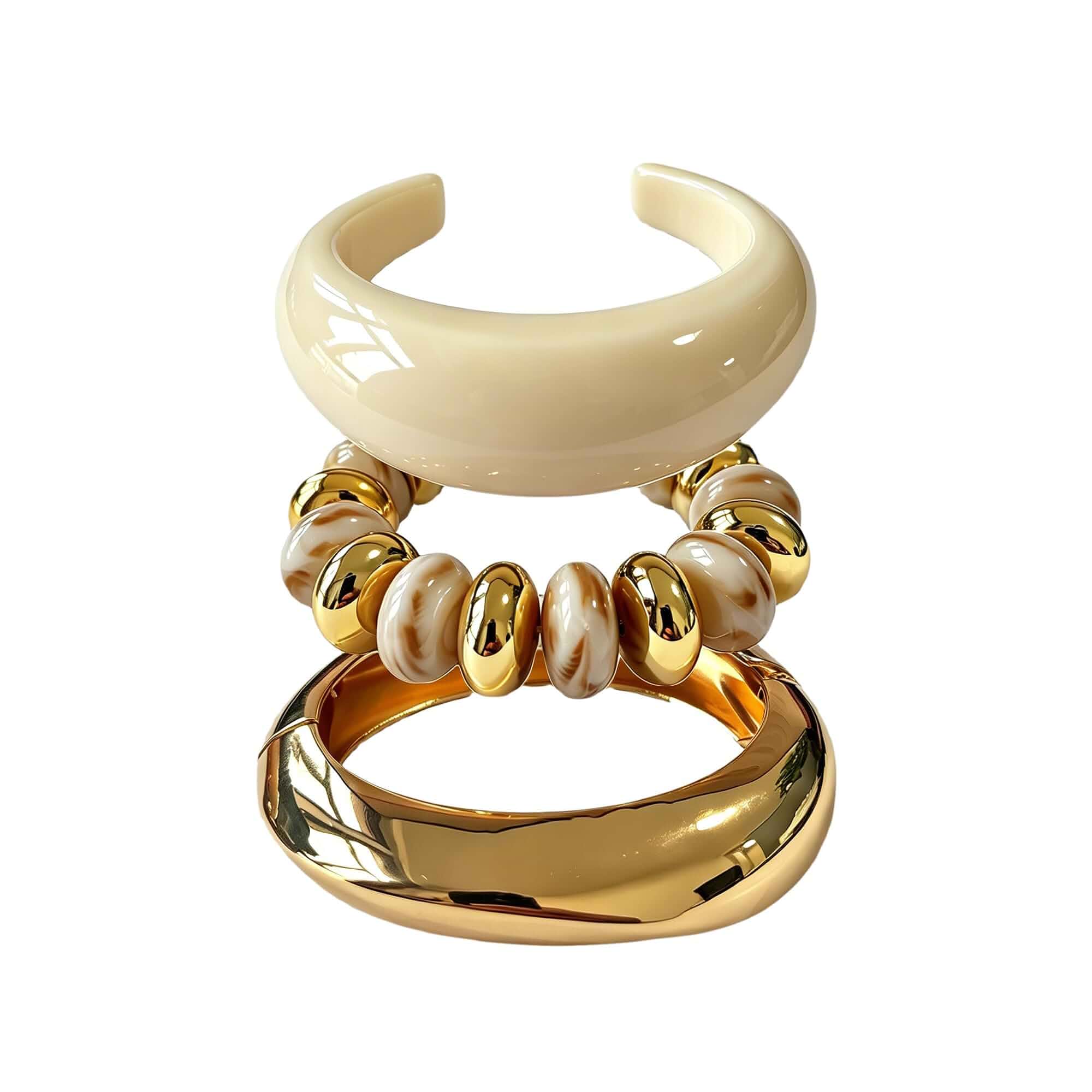 Chunky Gold Acrylic Bangle Bracelets for Women Chunky Resin Beaded Bracelets 14K Gold Plated Bangle Stack Statement Cuff Jewelry Gift Adult