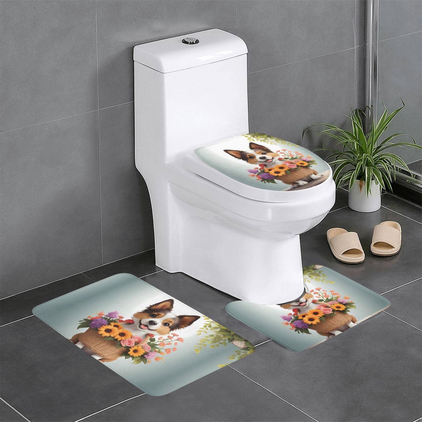 Tapis de salle de bain épais et ultra absorbant - Lot flanelle antidérapant 3 pièces