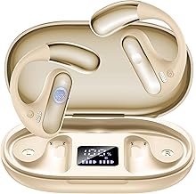 EUQQ Bone Conduction Headphones Khaki - Bluetooth Sport Earphones with Bluetooth 5.4 Technology, Open Design Hours, 50 Hours Playtime, Perfect for Sports, Running and Outdoor Activities