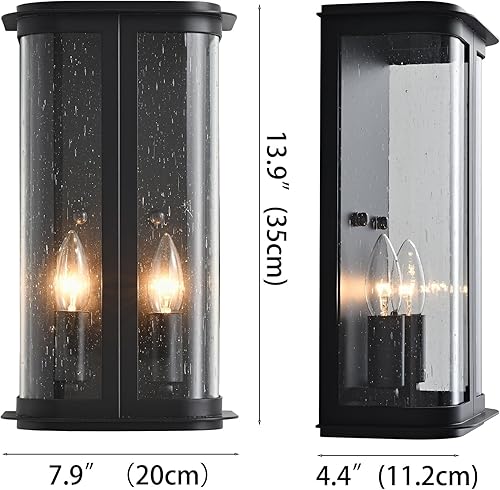 Miniatura 9 de ShinYouneL Luces de pared de bronce aceitado de 20 pulgadas para exteriores, lámpara exterior de cobre, impermeable, linterna montada en la pared,