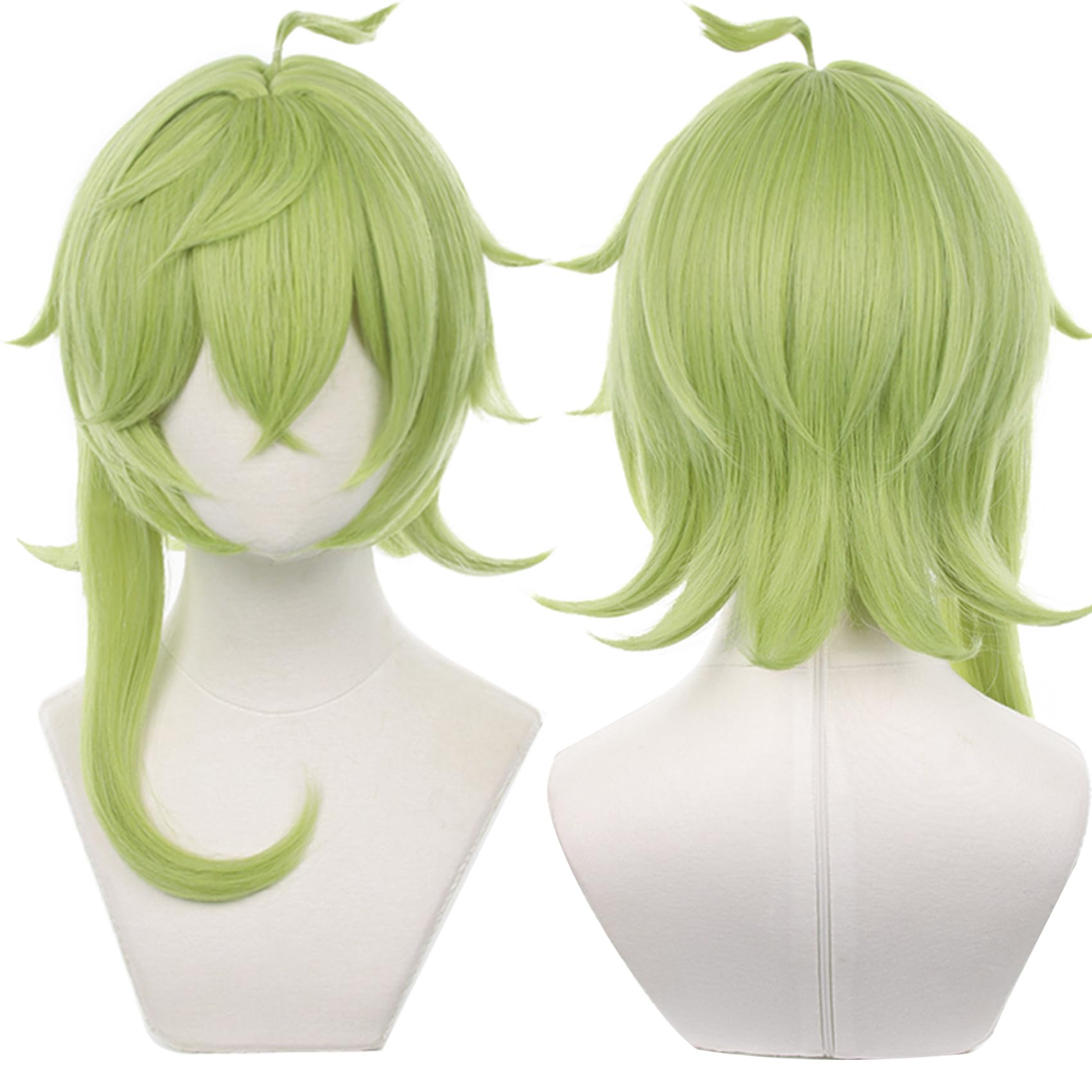 Green Short Cosplay Wig for Men with Bangs Heat Resistant Synthetic Costume Hairs for Adult Women Halloween Comic Con Replacement Wigs