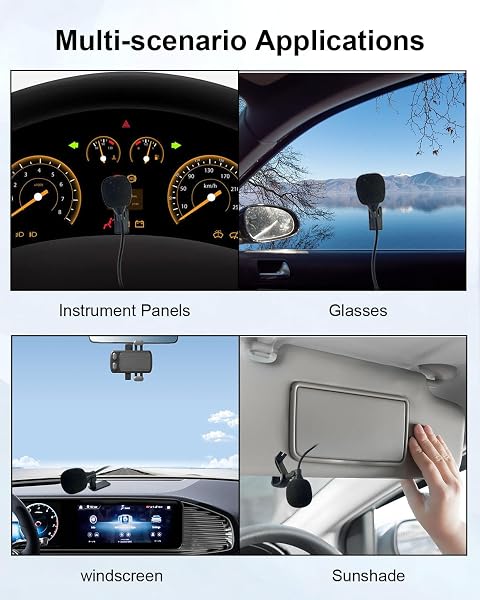 Micro coche (3,5 mm, externo, compatible con Sony Pioneer Kenwood JVC Alpine, Micro de repuesto para radio GPS DVD, cable de 3 m con adaptador de 3,5 mm a 2,5 mm - 4