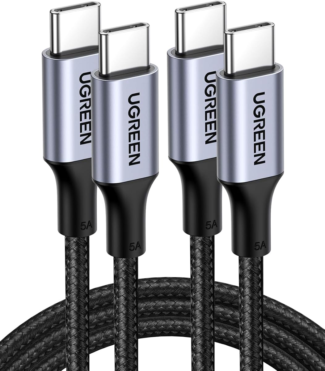 UGREEN USB C to USB C Cable, 100W 2-Pack USB C Charger Cable for iPhone 17/17 Air/17 Pro/17 Pro Max/16, MacBook Pro, iPad Pro, Dell XPS, Samsung Galaxy S25/S24/S23 Ultra, Switch, Pixel, 3.3FT Black