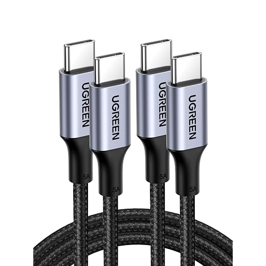 UGREEN 100W USB C to USB C Cable, Fast Charging, 2-Pack, 3.3ft, Black | For iPhone 17/16/15, MacBook Pro/Air, iPad Pro/Air/Mini, Galaxy S26/S25/S24, XPS, Pixel, Switch. Built-in E-marker chip