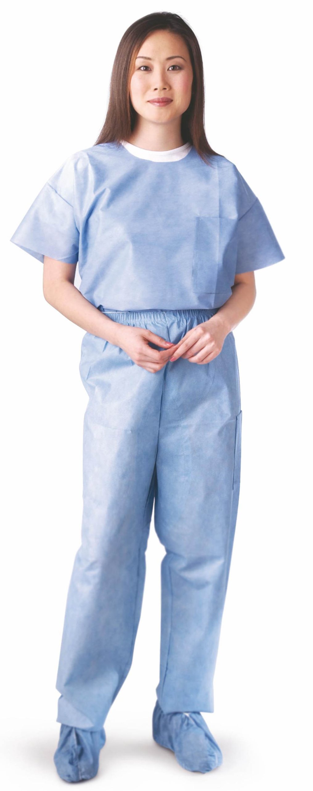 Medline XL Blue Disposable Scrub Pants with Drawstring Waist - Pack of 30 - Comfort & Durability for Medical Professionals