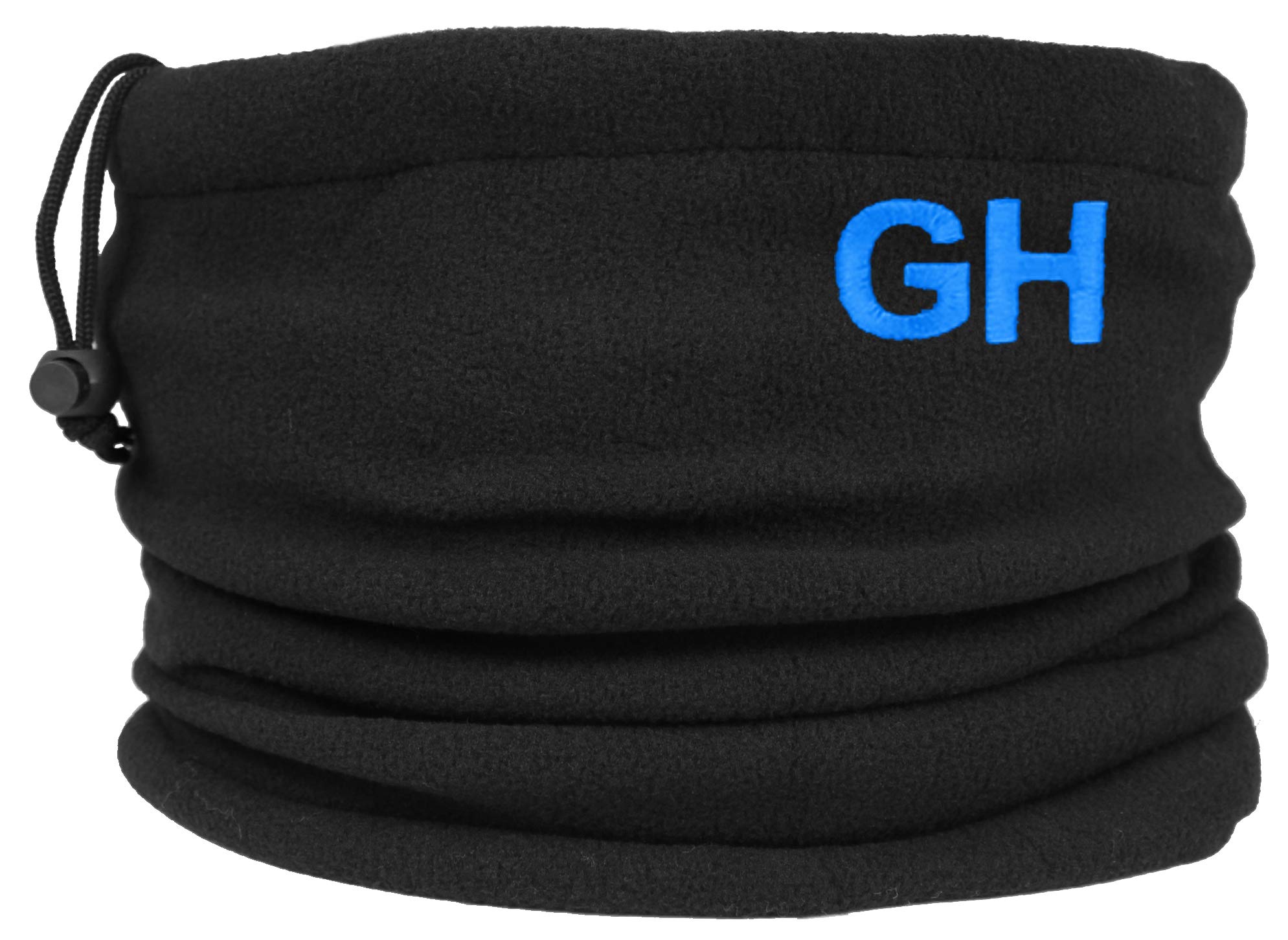 Teddyts Blue Embroidery Personalised Initials Black Fleece Sports Snood With Adjustable Toggle (Blue Embroidery)