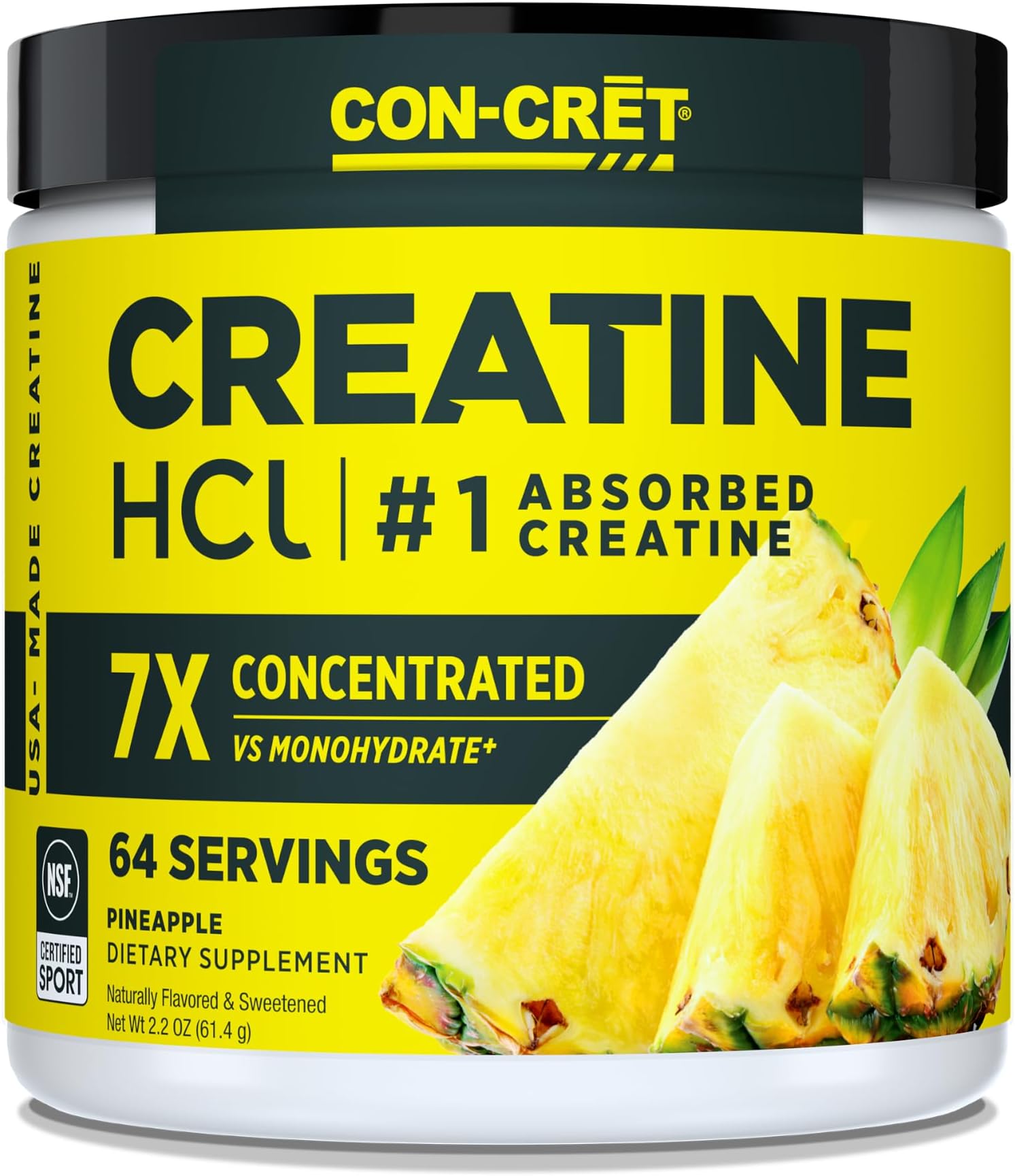 Creatine HCl Powder for Women and Men, Pineapple, 64 Servings