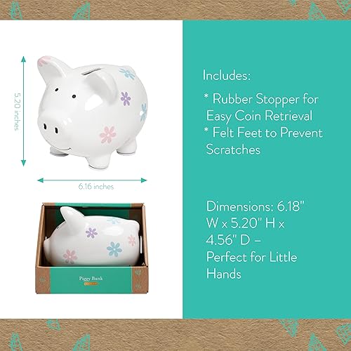 Miniatura 4 de Kate & Milo Mini alcancía floral, banco de dinero de cerámica para niños, recuerdo ideal para recién nacidos, regalo para niños pequeños, bonita