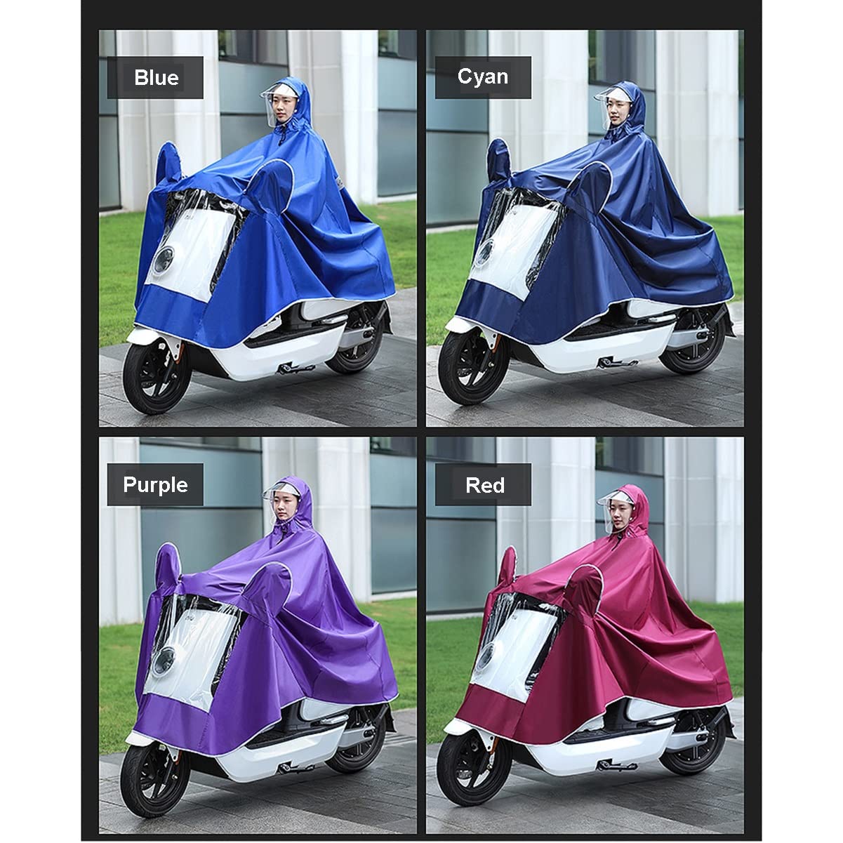 Rowerowy płaszcz przeciwdeszczowy, wodoodporne ponczo przeciwdeszczowe z kapturem, wiatroszczelna peleryna przeciwdeszczowa unisex z osłoną lusterka wstecznego, jednorazowego lub podwójnego zastosowa
