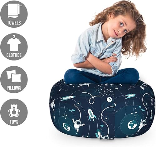 Miniatura 58 de Ambesonne Silla de almacenamiento de juguetes de galaxia, arte espacial de la galaxia, planetas del sistema solar, planetas, mercurio, urano,