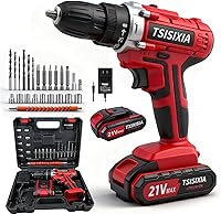 Tsisixia 21V Brushless Cordless Drill Driver Set, 35Nm Torque, 25+1 Clutch, 2.0Ah Battery & Charger, 23 Bits, Case