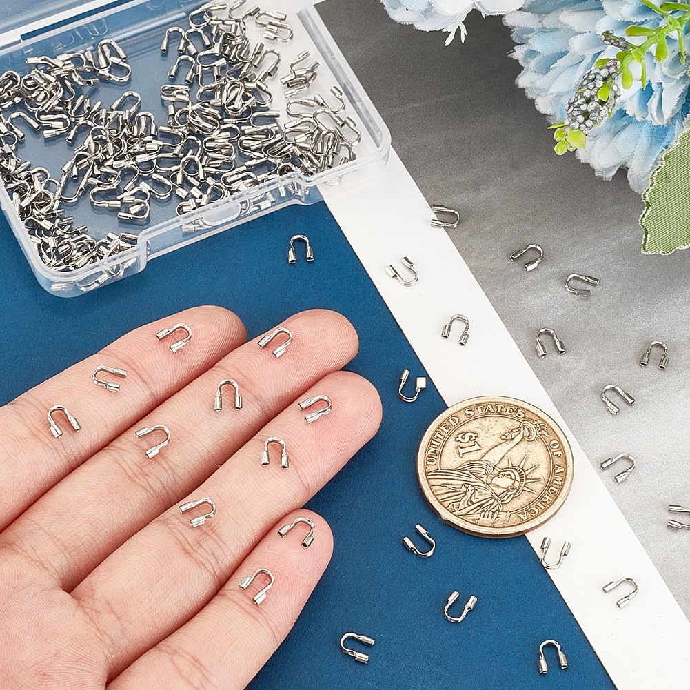 PH PandaHall 200pcs 304 Stainless Steel Wire Guardian Protectors U Shape Wire Guard Loops Thread Protector, 0.7mm Hole Wire Protector for Necklaces Bracelets Beading Jewelry Making Craft - Image 3