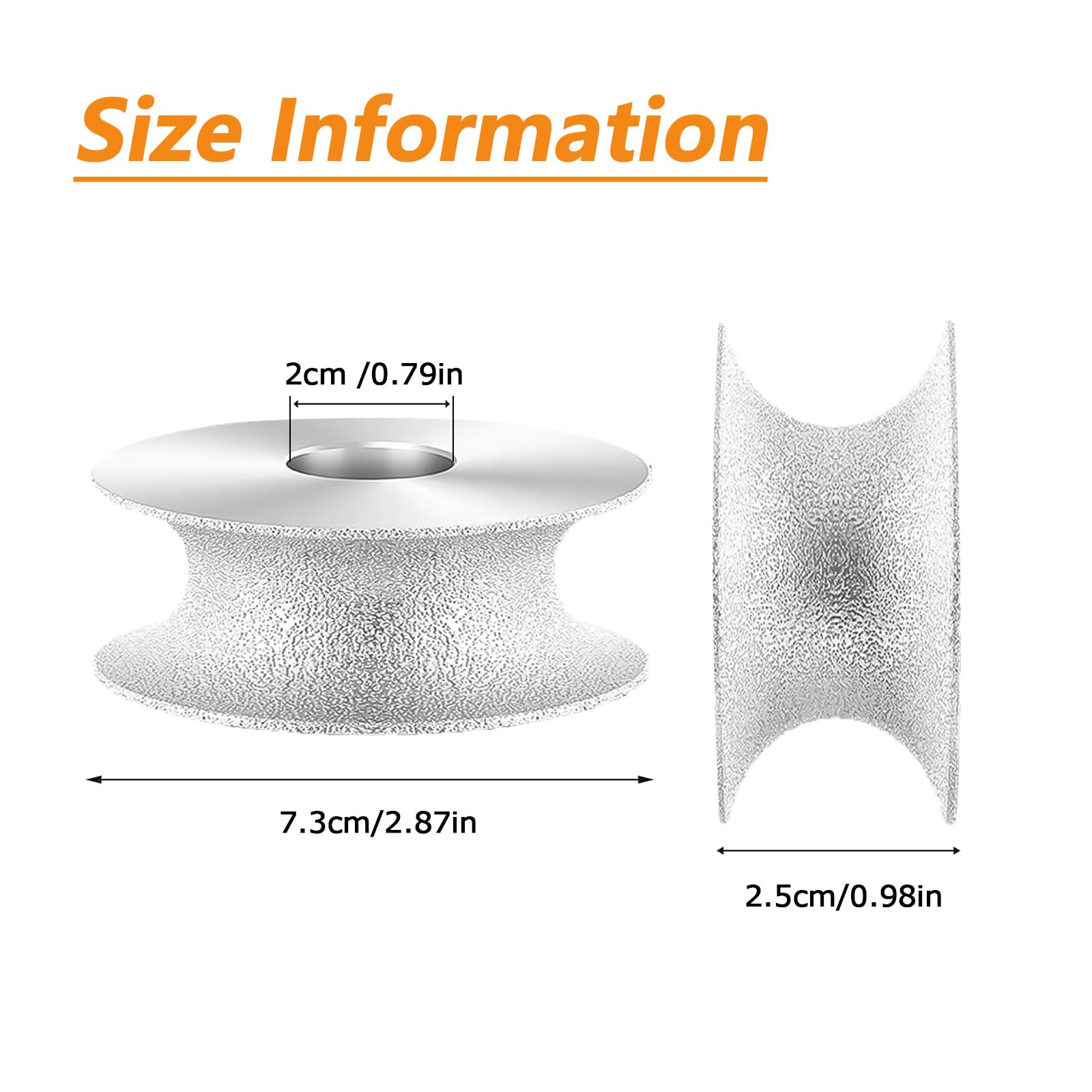 Mola Diamantata Brasata 7.3cm Diametro Esterno, Mola Abrasiva Concava Bagnato e Asciutto, Disco Abrasivo Pietra per Ceramica, Marmo, Granito, Vetro, Mola Naso Tondo Collegato Smerigliatrice Angolare